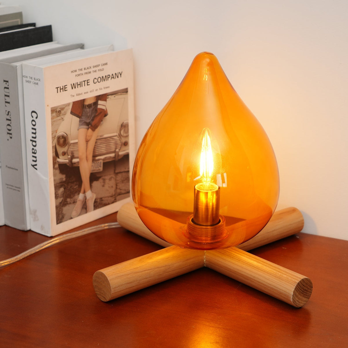 Contemporary Wood Wooden Cross Table Lamp 1-Light