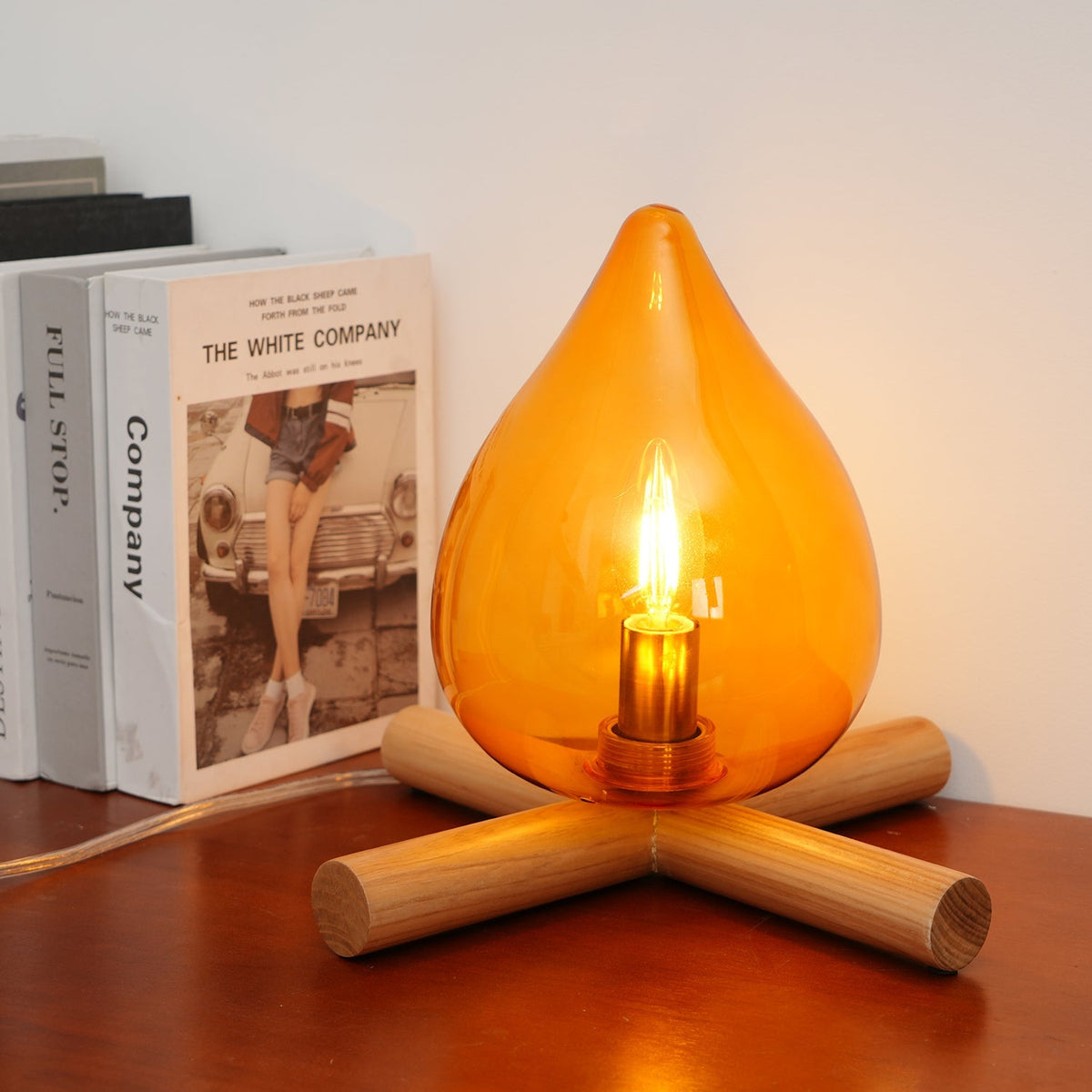 Contemporary Wood Wooden Cross Table Lamp 1-Light