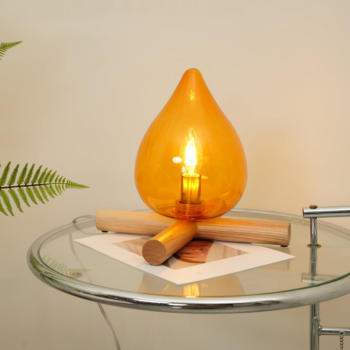 Contemporary Wood Wooden Cross Table Lamp 1-Light