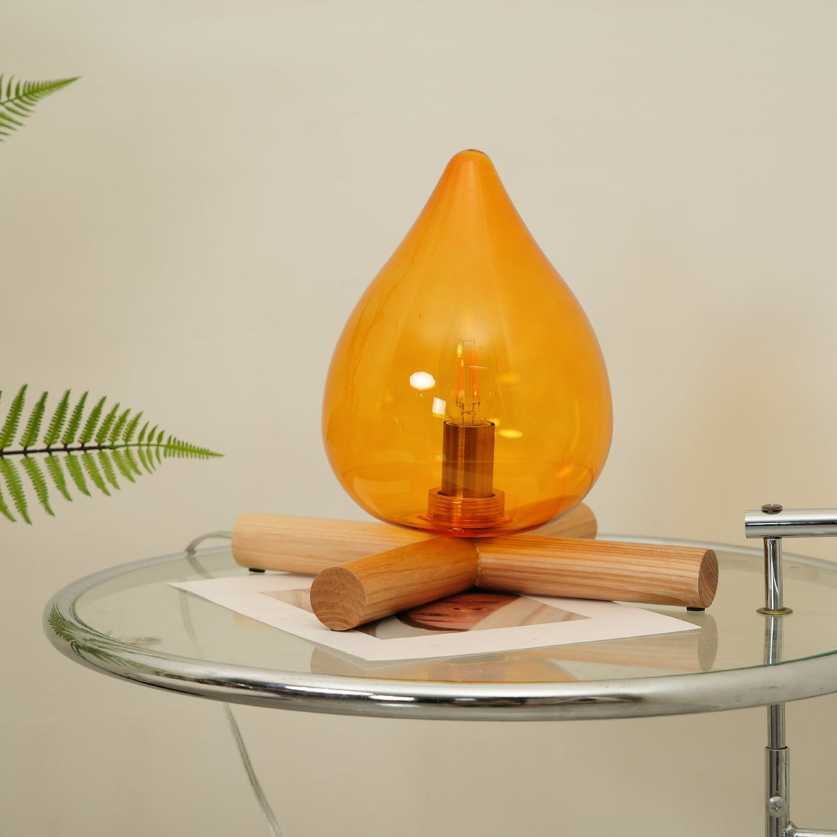 Contemporary Wood Wooden Cross Table Lamp 1-Light
