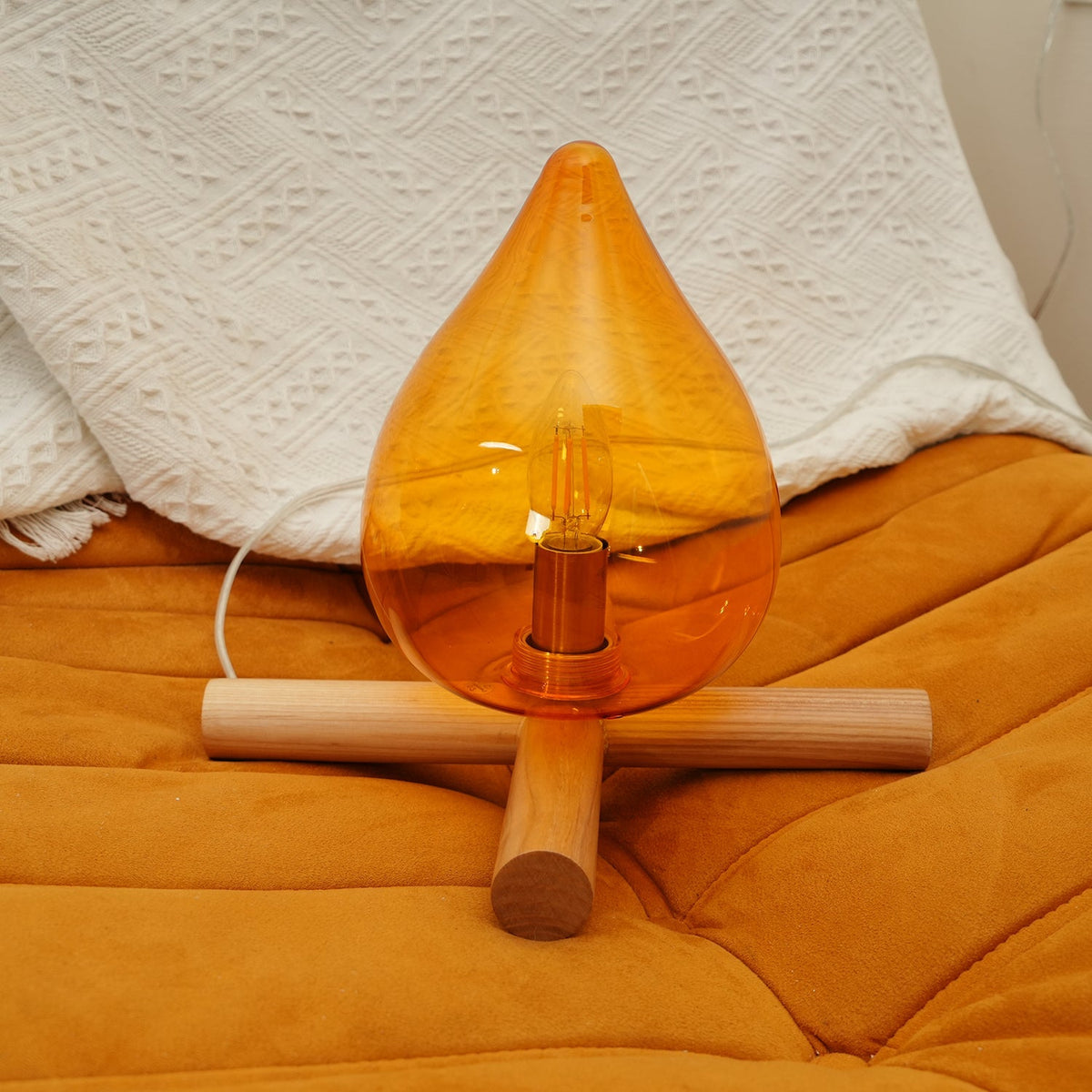 Contemporary Wood Wooden Cross Table Lamp 1-Light