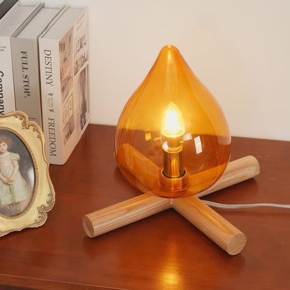 Contemporary Wood Wooden Cross Table Lamp 1-Light