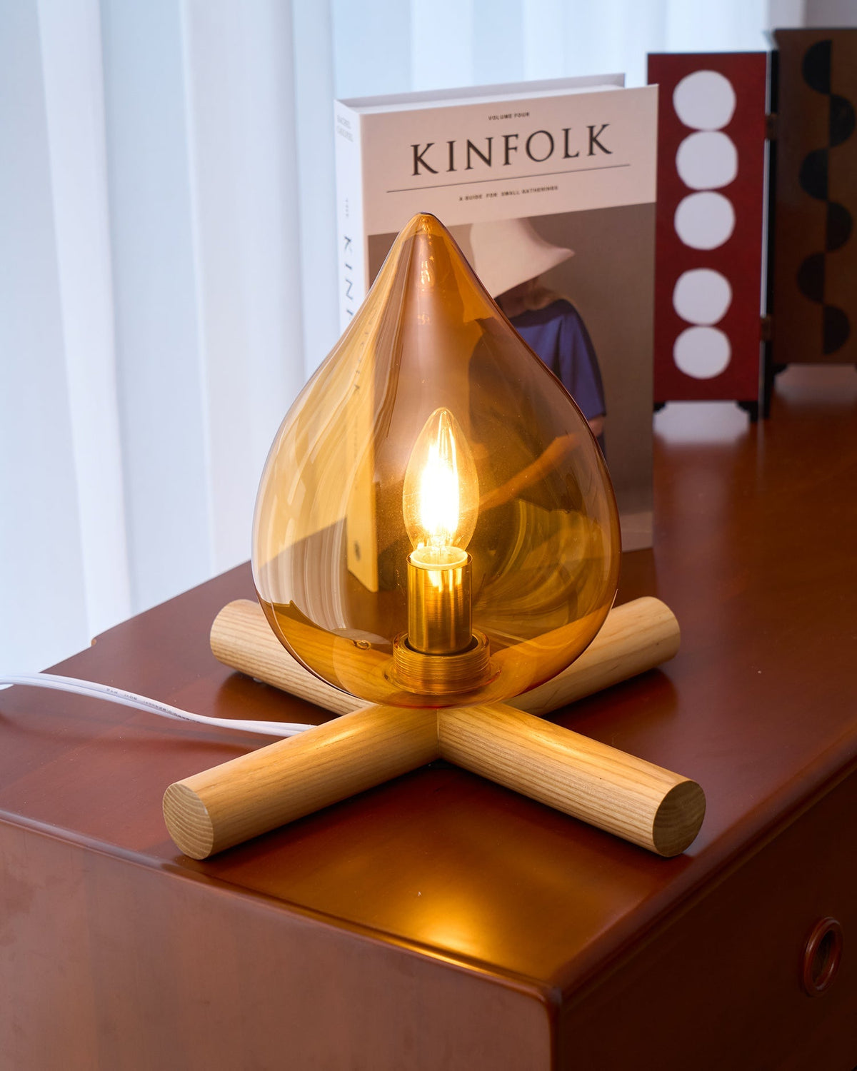 Contemporary Wood Wooden Cross Table Lamp 1-Light