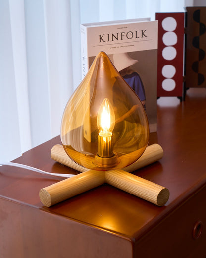Contemporary Wood Wooden Cross Table Lamp 1-Light