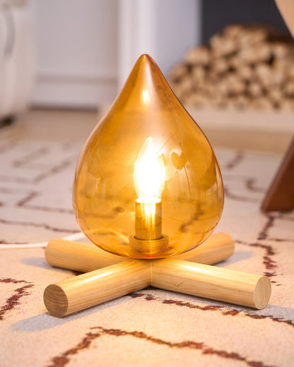 Contemporary Wood Wooden Cross Table Lamp 1-Light