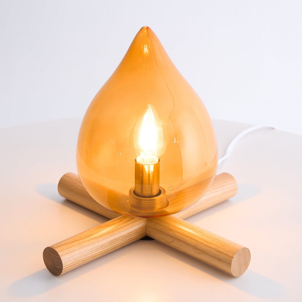 Contemporary Wood Wooden Cross Table Lamp 1-Light