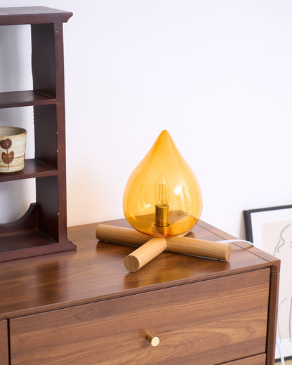 Contemporary Wood Wooden Cross Table Lamp 1-Light