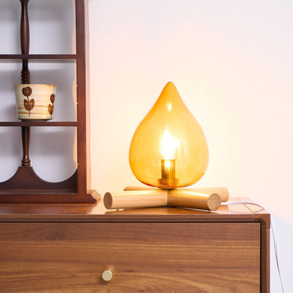 Contemporary Wood Wooden Cross Table Lamp 1-Light
