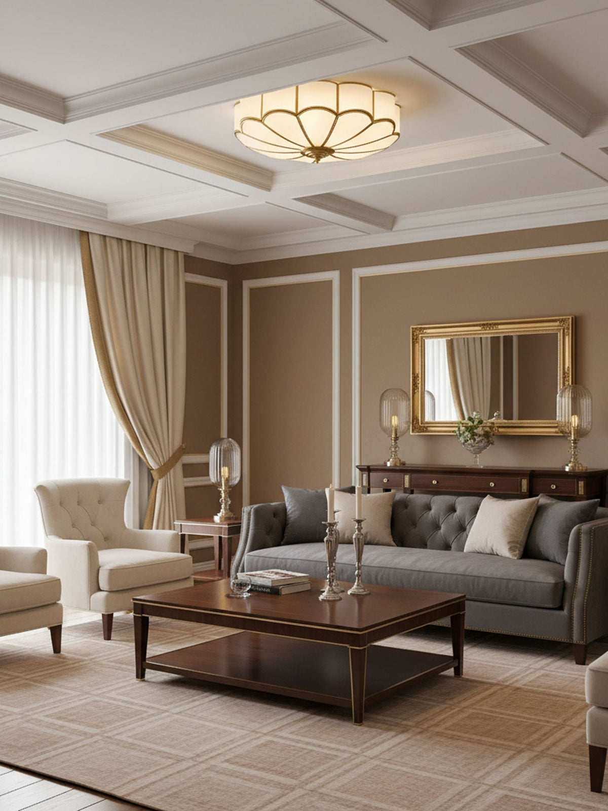 Contemporary Copper Petal Shade Ceiling Light 1-Light