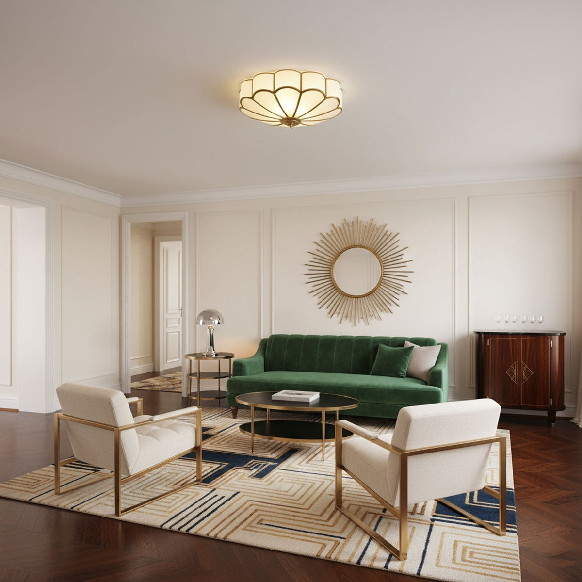 Contemporary Copper Petal Shade Ceiling Light 1-Light