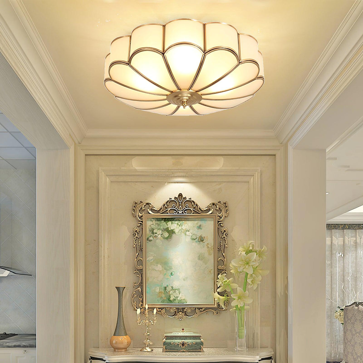 Contemporary Copper Petal Shade Ceiling Light 1-Light