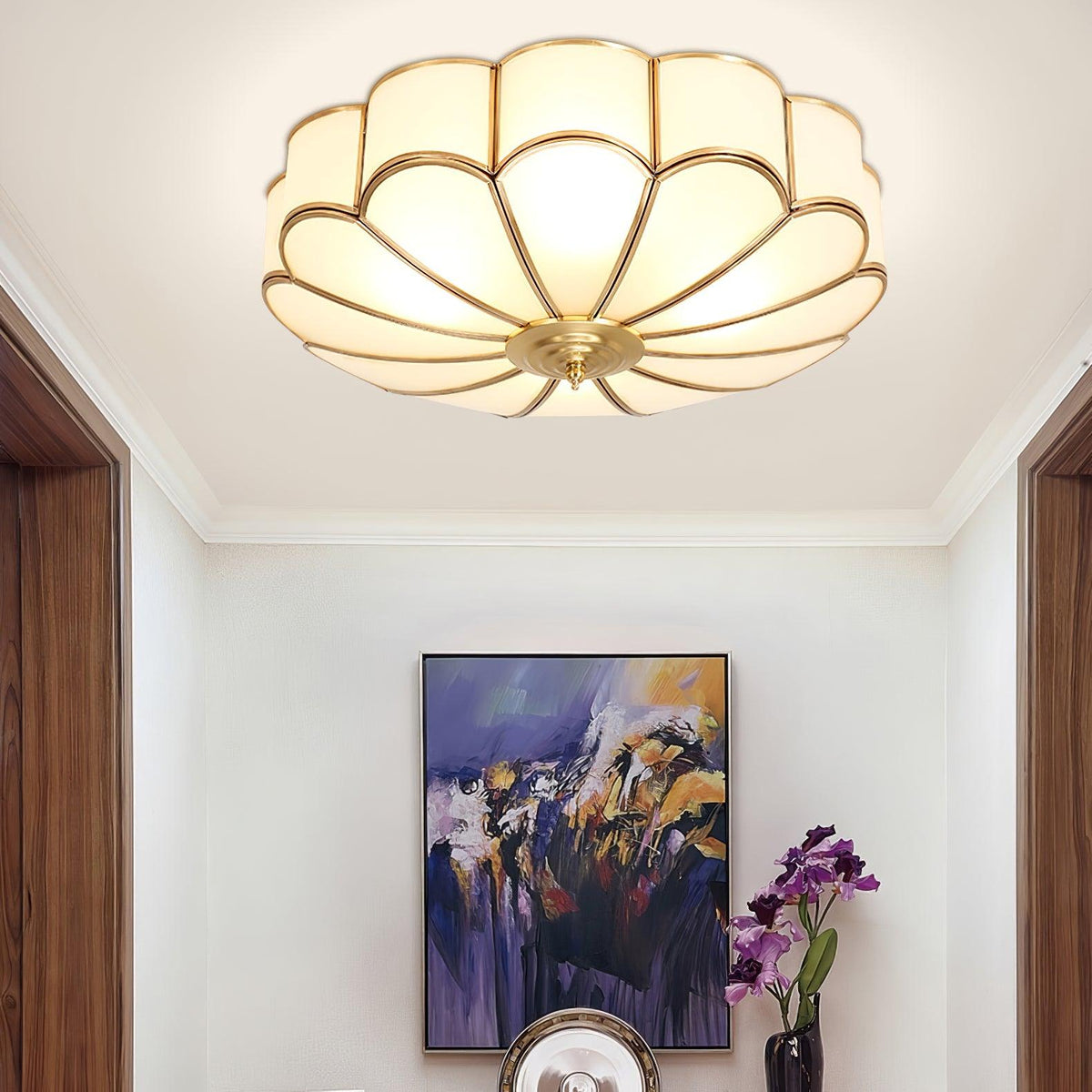 Contemporary Copper Petal Shade Ceiling Light 1-Light