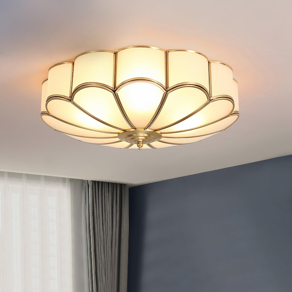 Contemporary Copper Petal Shade Ceiling Light 1-Light