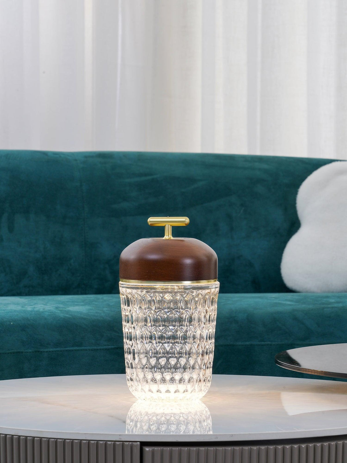 Contemporary Crystal Top Handle Table Lamp 1-Light
