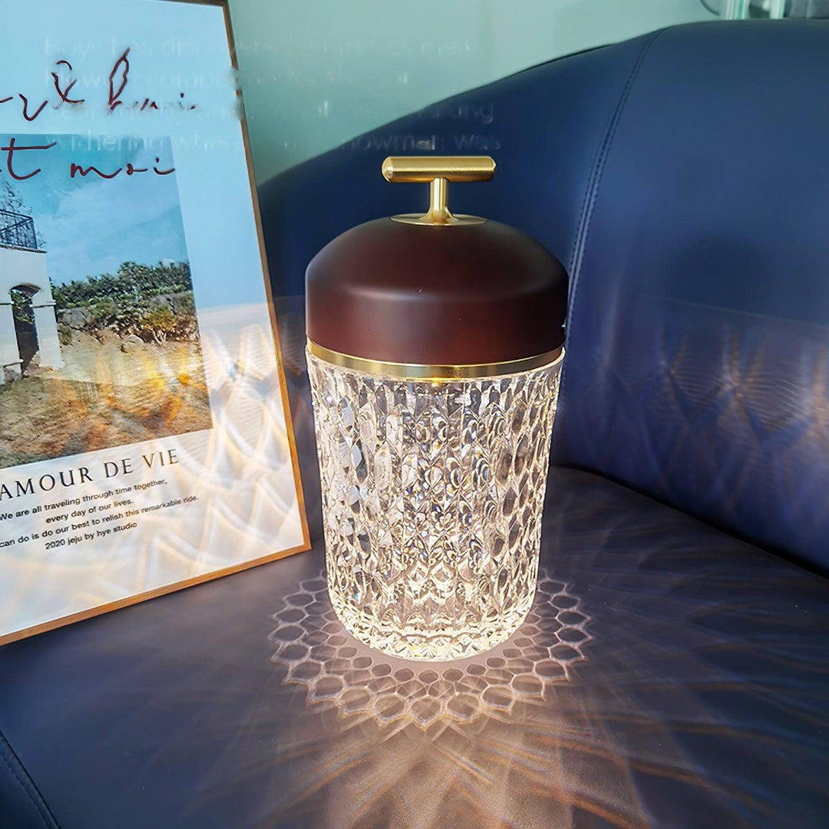 Contemporary Crystal Top Handle Table Lamp 1-Light