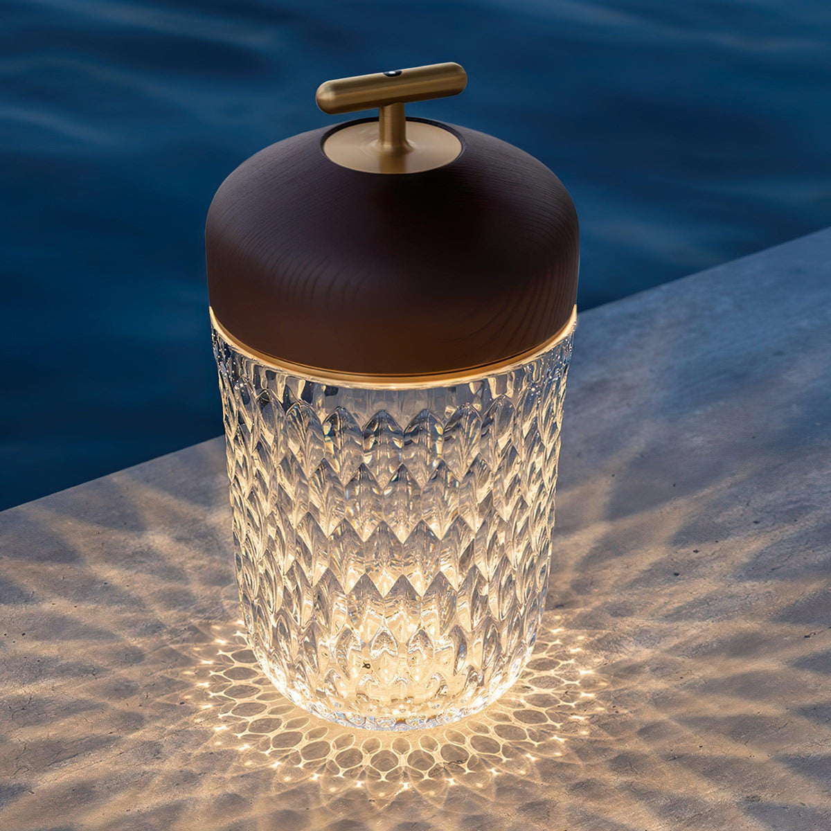 Contemporary Crystal Top Handle Table Lamp 1-Light
