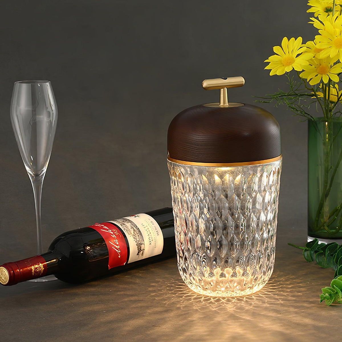 Contemporary Crystal Top Handle Table Lamp 1-Light