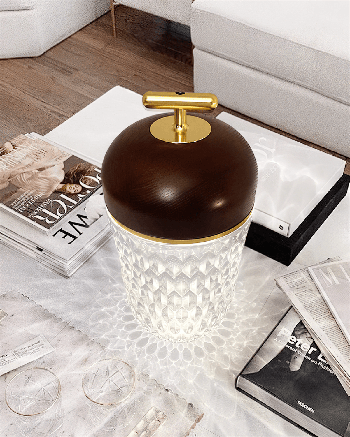 Contemporary Crystal Top Handle Table Lamp 1-Light
