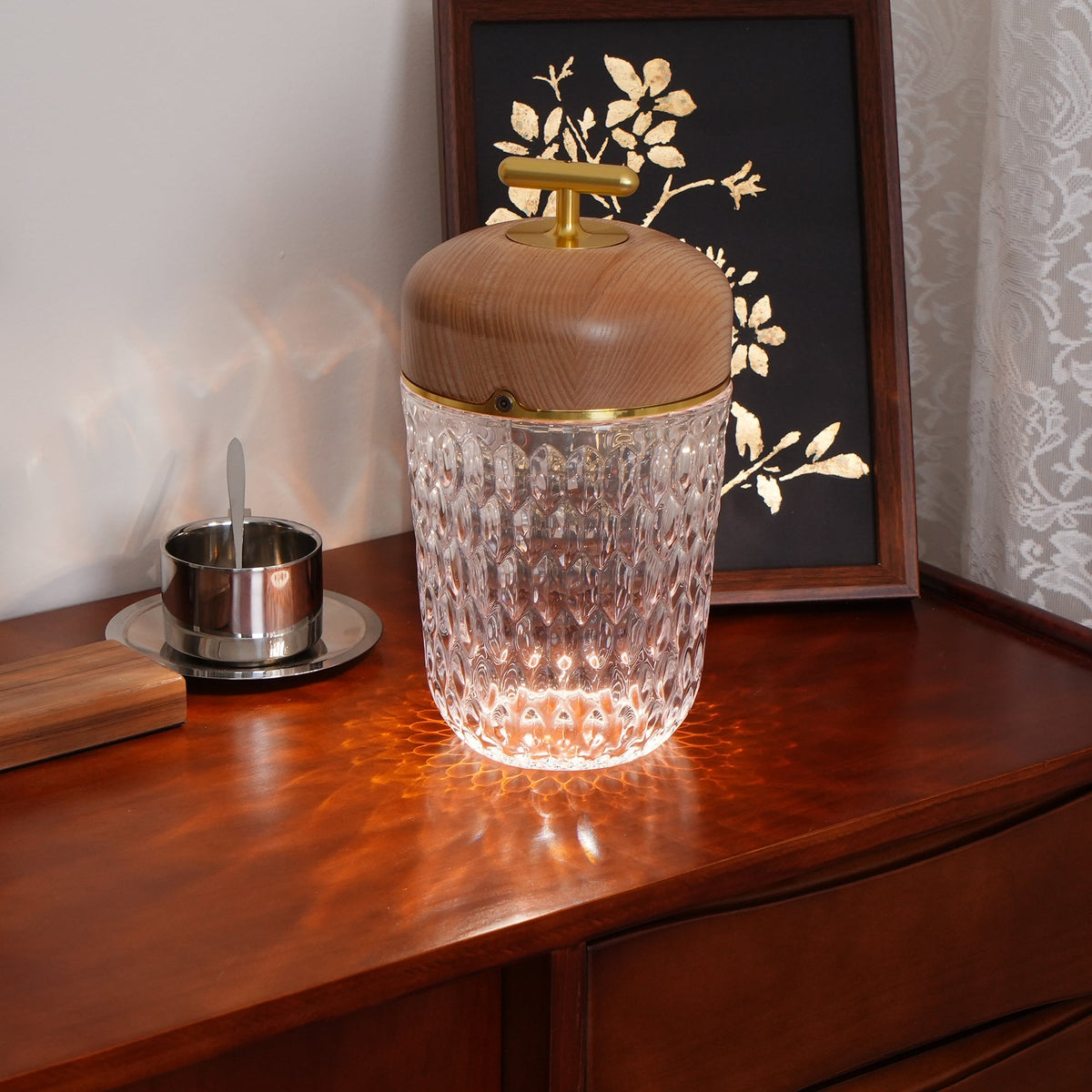 Contemporary Crystal Top Handle Table Lamp 1-Light