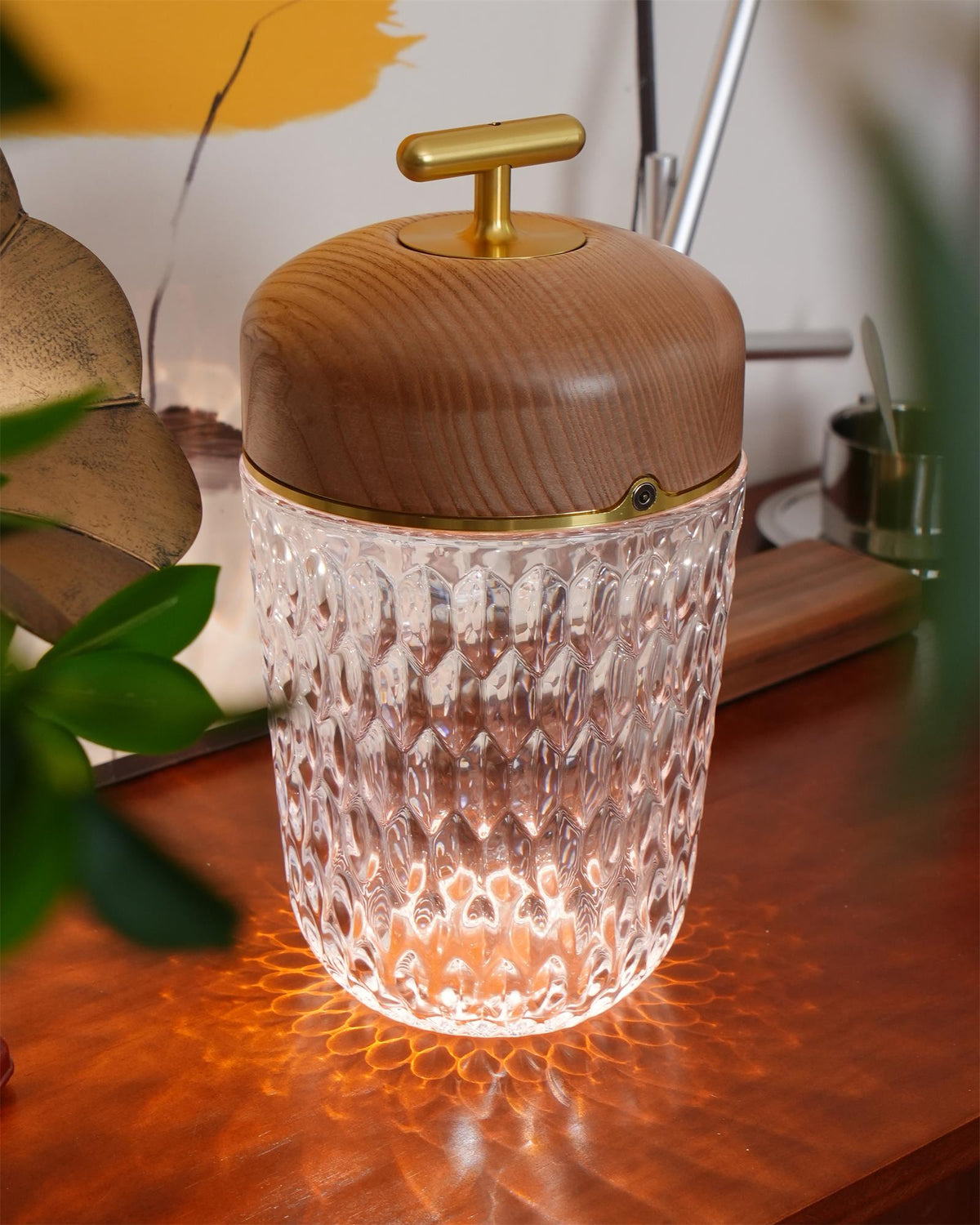Contemporary Crystal Top Handle Table Lamp 1-Light