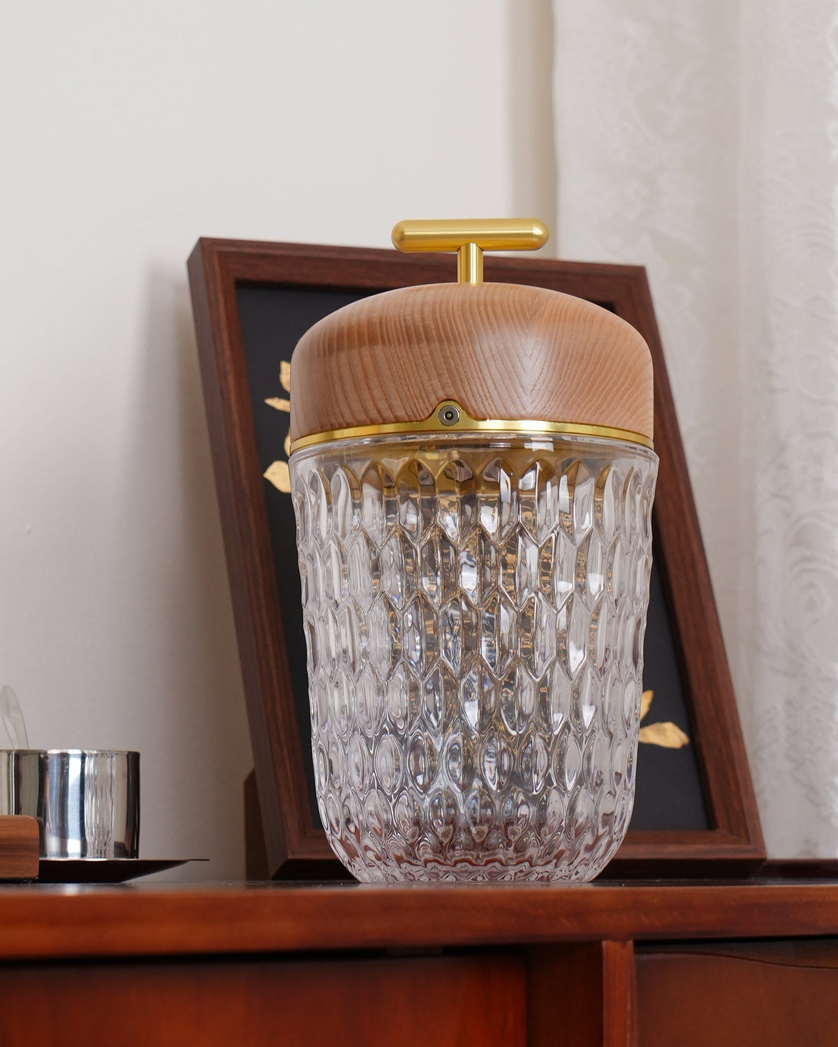 Contemporary Crystal Top Handle Table Lamp 1-Light