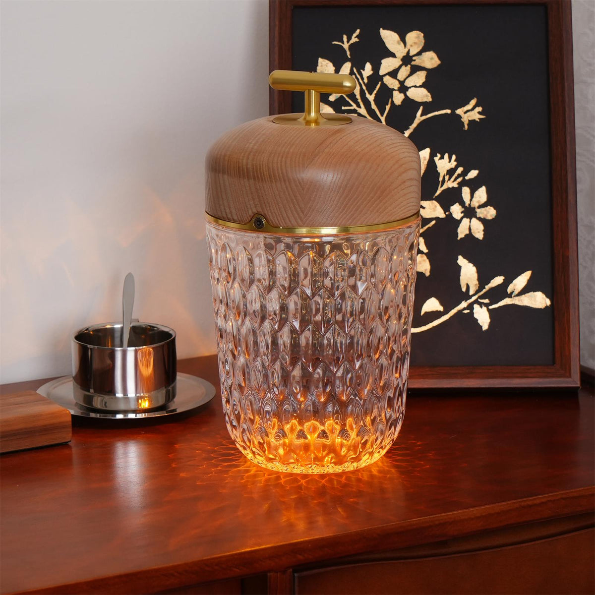 Contemporary Crystal Top Handle Table Lamp 1-Light