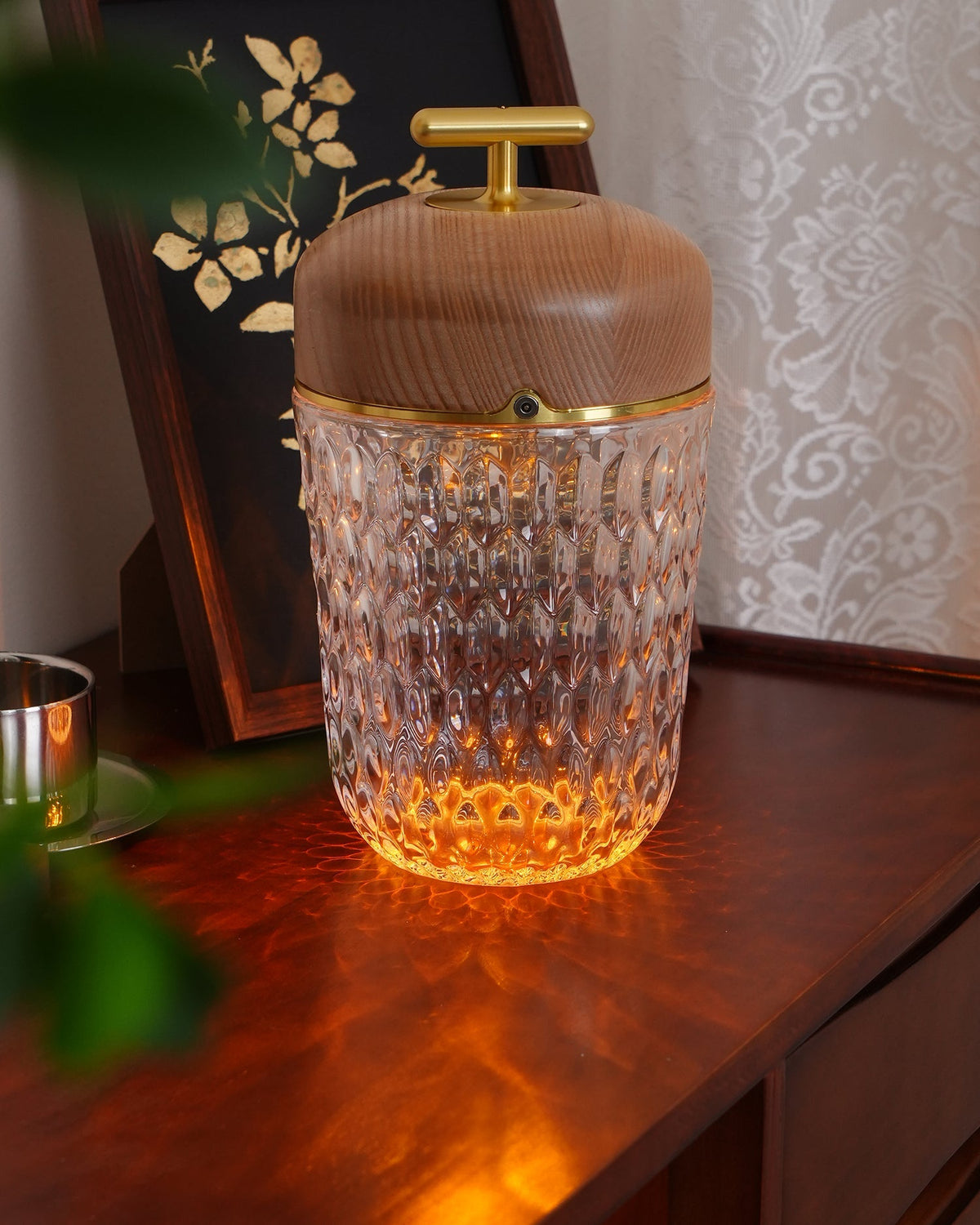 Contemporary Crystal Top Handle Table Lamp 1-Light