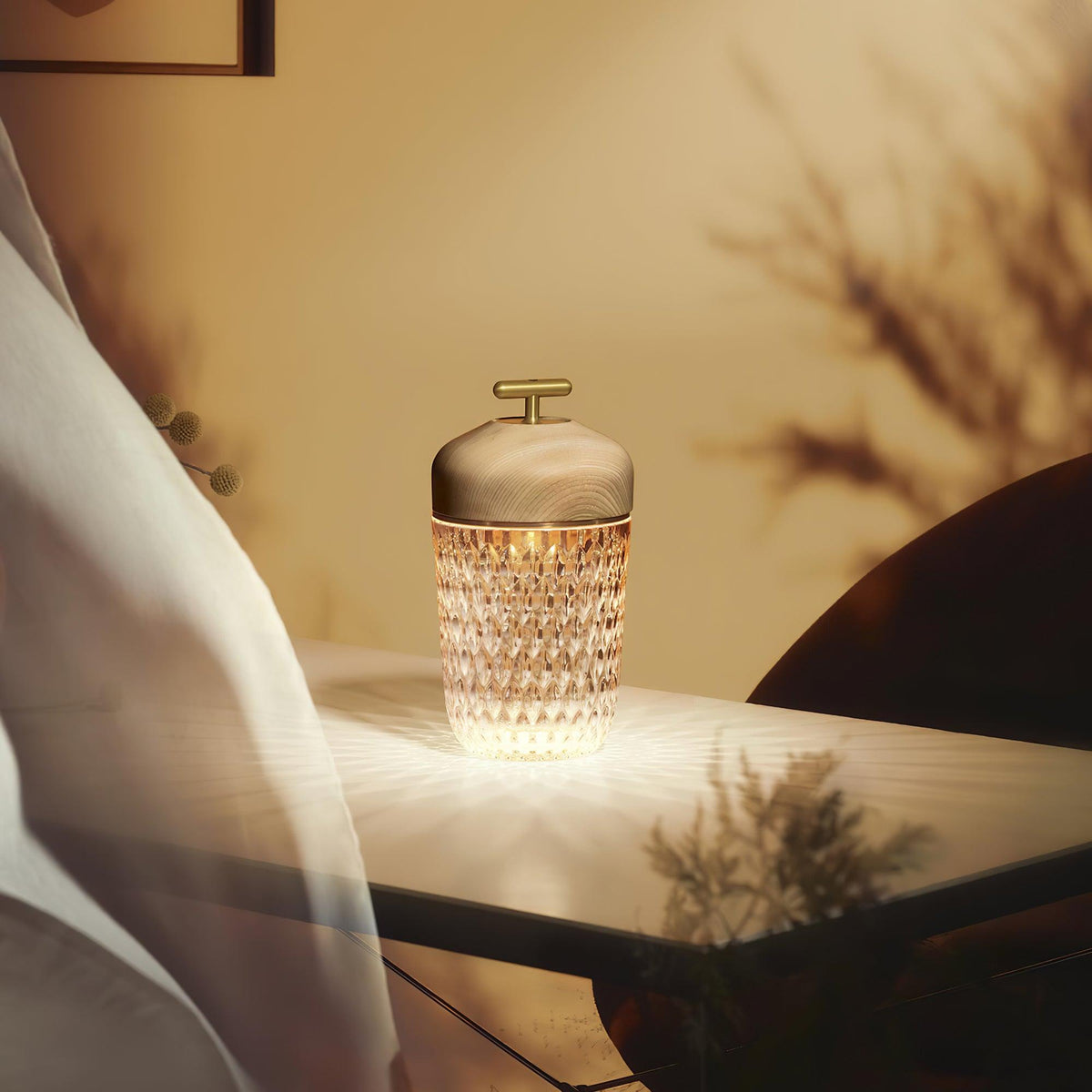 Contemporary Crystal Top Handle Table Lamp 1-Light