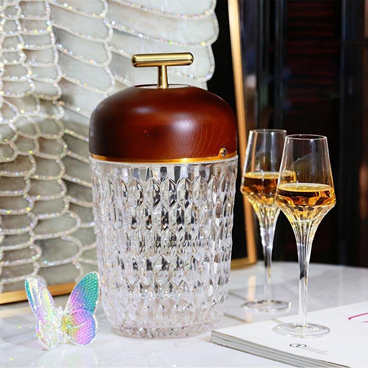 Contemporary Crystal Top Handle Table Lamp 1-Light