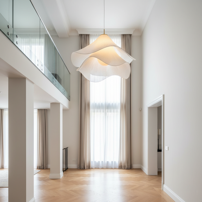 Japandi Fabric Wavy Shade Pendant Light 1-Light