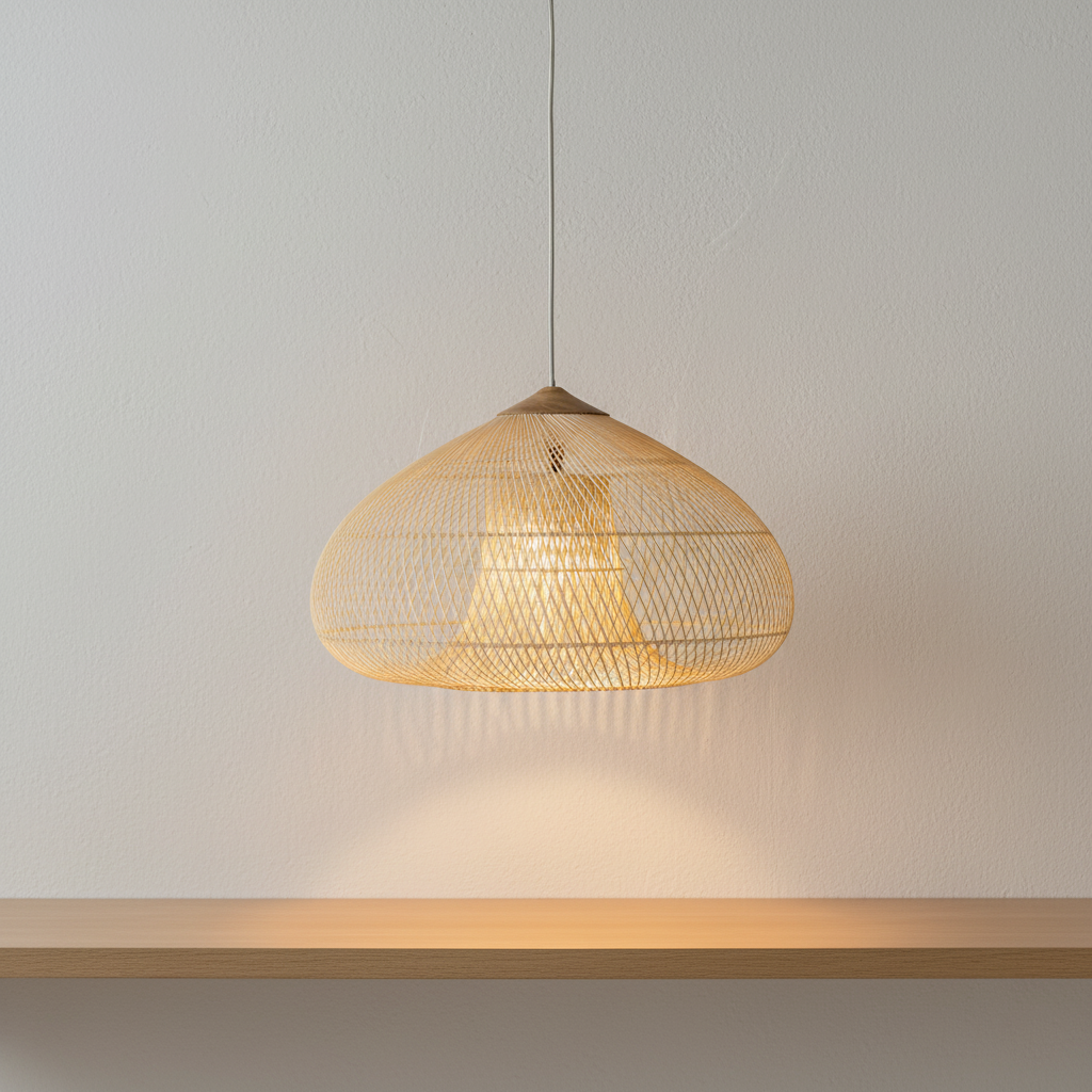 Contemporary Rattan Woven Dome Pendant Light 1-Light