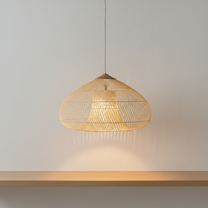 Contemporary Rattan Woven Dome Pendant Light 1-Light