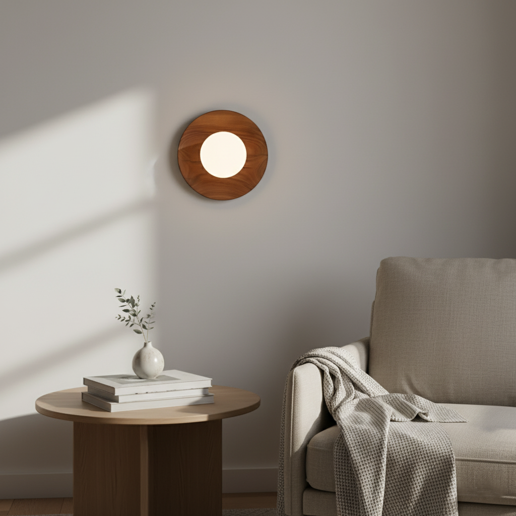 Nordic Wood Globe Shade Wall Light 1-Light