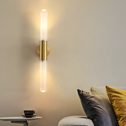 Scandinavian Water-Ripple Glass Brass Wall Sconce LED 1-Light