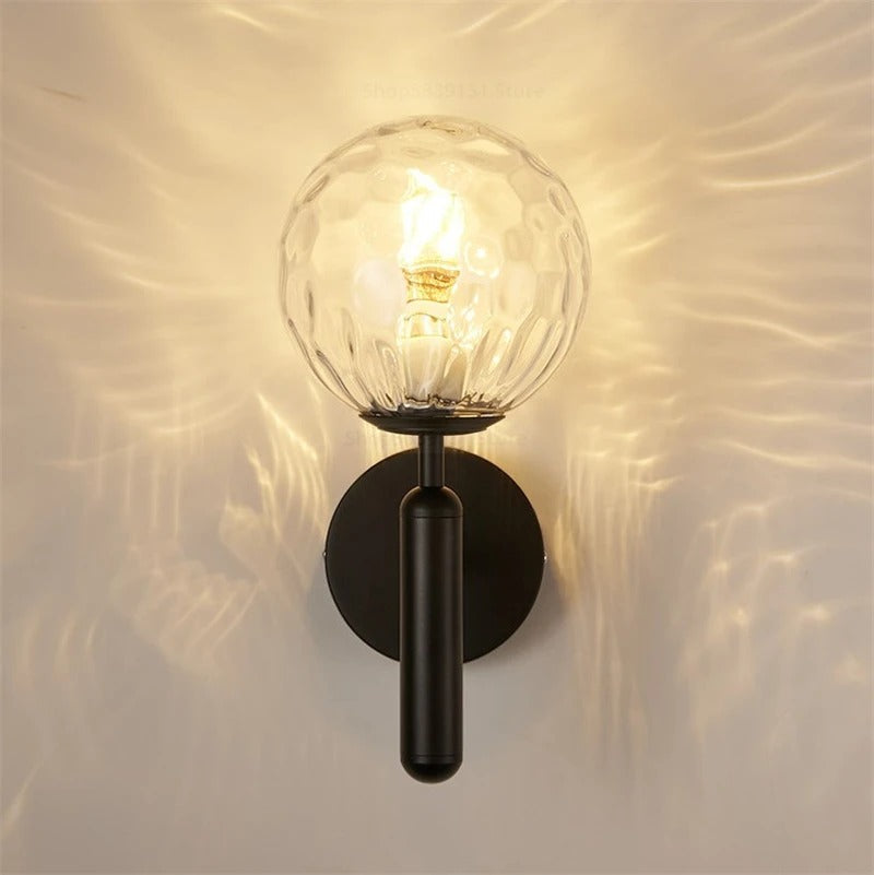 Scandinavian Brass Glass Globe Wall Sconce LED 1-Light