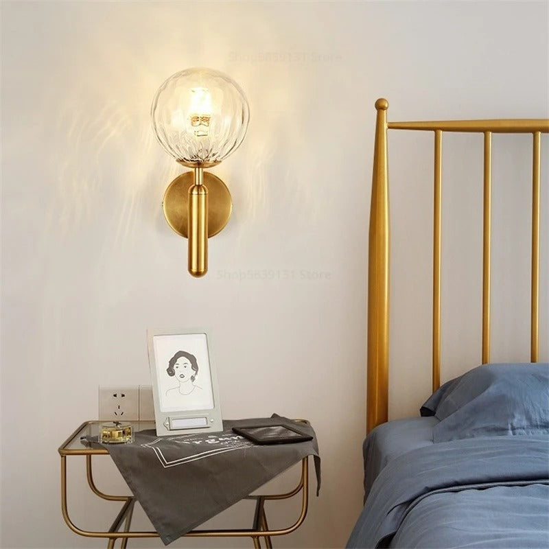 Scandinavian Brass Glass Globe Wall Sconce LED 1-Light