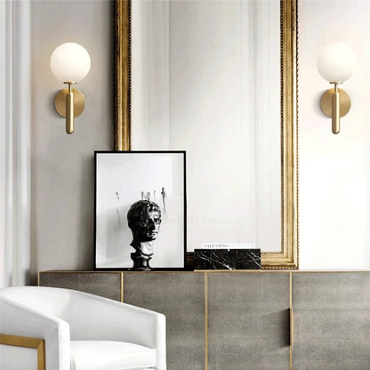Scandinavian Brass Glass Globe Wall Sconce LED 1-Light