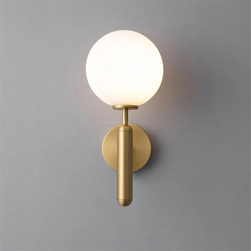 Scandinavian Brass Glass Globe Wall Sconce LED 1-Light