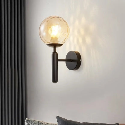 Scandinavian Brass Glass Globe Wall Sconce LED 1-Light