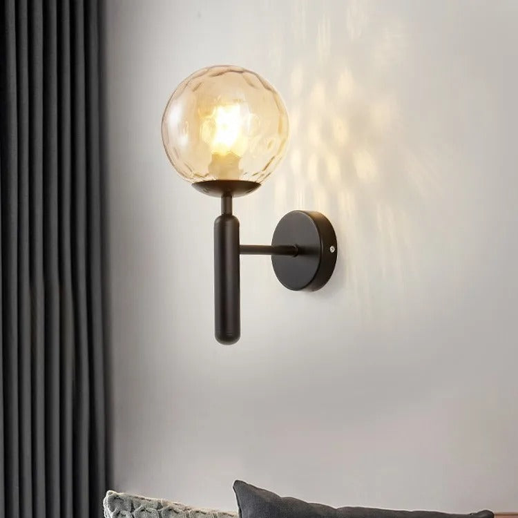 Scandinavian Brass Glass Globe Wall Sconce LED 1-Light