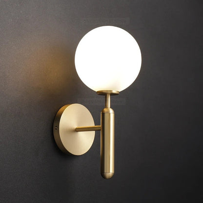 Scandinavian Brass Glass Globe Wall Sconce LED 1-Light