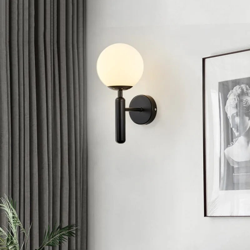 Scandinavian Brass Glass Globe Wall Sconce LED 1-Light