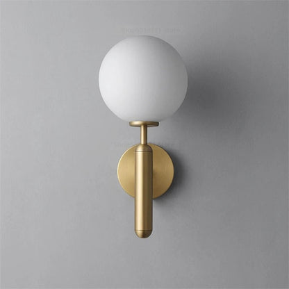 Scandinavian Brass Glass Globe Wall Sconce LED 1-Light