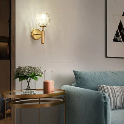 Scandinavian Brass Glass Globe Wall Sconce LED 1-Light