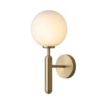 Scandinavian Brass Glass Globe Wall Sconce LED 1-Light