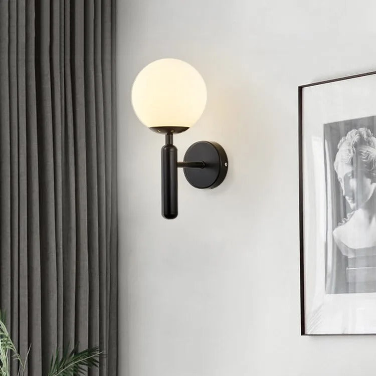 Scandinavian Brass Glass Globe Wall Sconce LED 1-Light