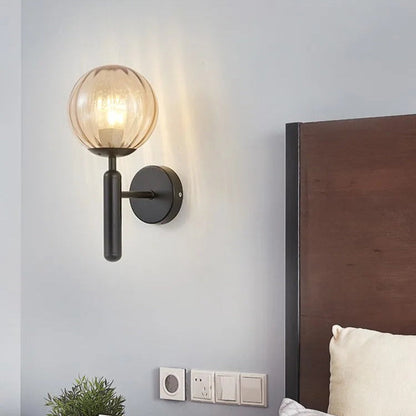 Scandinavian Brass Glass Globe Wall Sconce LED 1-Light