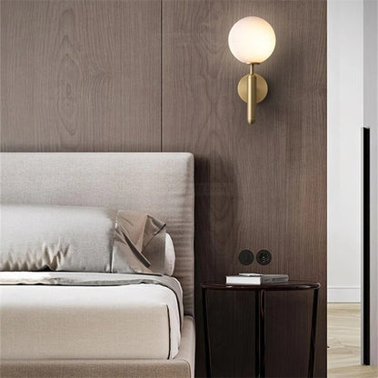 Scandinavian Brass Glass Globe Wall Sconce LED 1-Light
