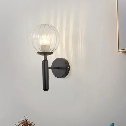 Scandinavian Brass Glass Globe Wall Sconce LED 1-Light