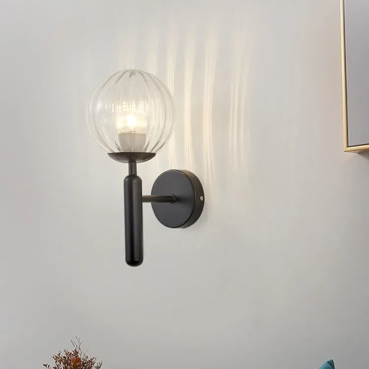Scandinavian Brass Glass Globe Wall Sconce LED 1-Light
